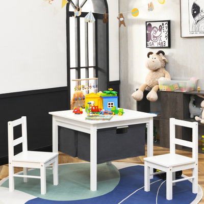 Harriet Bee 2-in-1 Kids Activity Table & 2 Chairs Set W/storage Building Block Table White by Harriet Bee