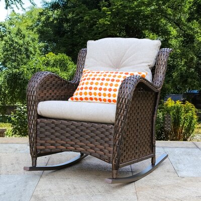 Alysan Outdoor Rocking Wicker Chair With Cushions by Lark Manor