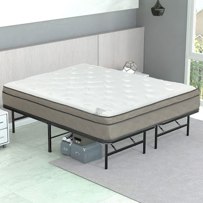 Ravenstein 12" Ultra Plush EuroTop Hybrid Mattress for Motion Isolation & Black 8" Box Spring by Alwyn Home