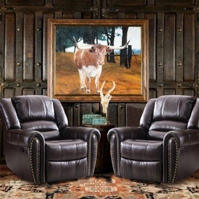 40.9" Wide Classic Super Soft And Oversize Manual Recliner with Nailhead Trim (Set of 2)
