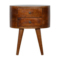 Chestnut Rounded Bedside Table by Corrigan Studio