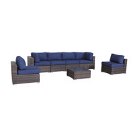 Lanisha Ensemble de conversation modulaire en rotin 7 pieces avec coussins Sunbrella entierement assembles
