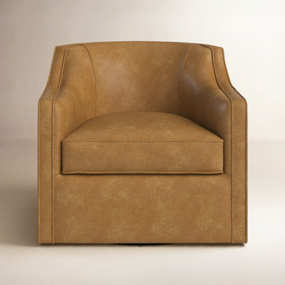 Marietta Leather Swivel Armchair by Birch Lane