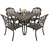 Leasure Square 4 - Person 35.5" Long Aluminum Dining Set by Fleur De Lis Living