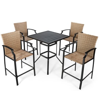 Square 4 - Person 32" Long Bar Height Dining Set with Cushions