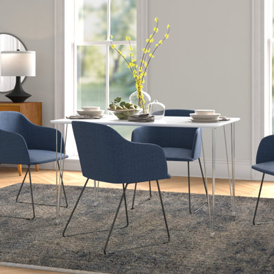 47" Rectangle Dining Table with Silver Hairpin Legs by Wade Logan