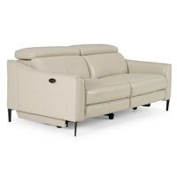 Anisia 73.5" Genuine Leather Flared Arm Reclining Sofa by Wade Logan