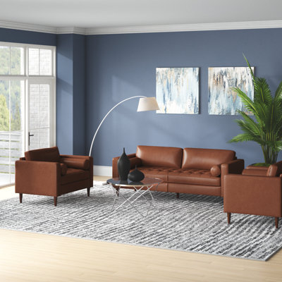Bradli 3 Piece Faux Leather Living Room Set by Wade Logan