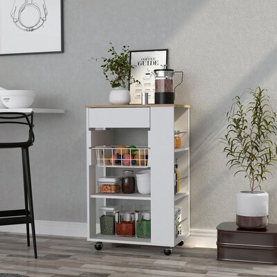 Blosson Kitchen Cart - White Light Oak by Latitude Run
