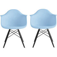 Hiebert Set Of 2 Plastic Seat Eiffel Black Wood Leg Dining Arm Chair by Corrigan Studio