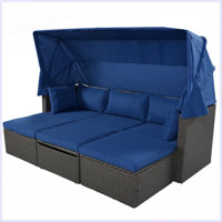82.7" Wide Outdoor Wicker Patio Daybed with Cushions by Latitude Run