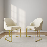 Teferi Modern Luxury Dining Chair, PU Leather Upholstery, Stainless Steel Base by Orren Ellis