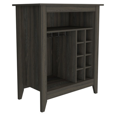 Future Bar Cabinet, with Six Wine Cubbies, One Open Drawer, and One Open Shelf by Red Barrel Studio