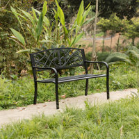 Barty Metal Park Bench by Alcott Hill
