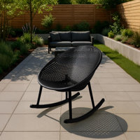 Modern Industrial Patio Rocking Chairs, Egg-Shaped Lounge Rockers, All-Weather Plastic Indoor Outdoor Accent Chairs with Breathable Perforated Design