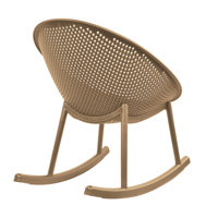 Luxury Glam Organic Modern Patio Rocking Chairs, Egg-Shaped Lounge Rockers, All-Weather Plastic Indoor Outdoor Accent Chairs with Breathable Perforate