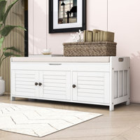 Upholstered Cabinet Storage Bench by Red Barrel Studio
