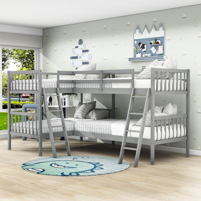 Darnold Twin over Twin L-Shaped Bunk Beds by Harriet Bee by Harriet Bee