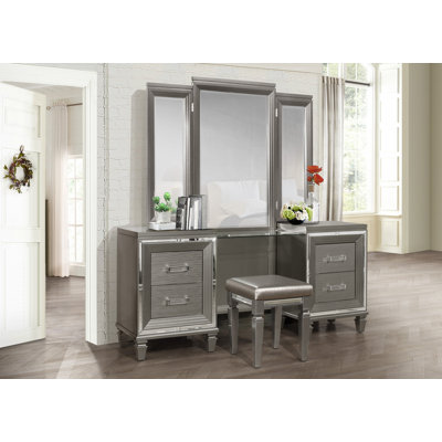 Dearion 68" Makeup Vanity with Mirror by Rosdorf Park