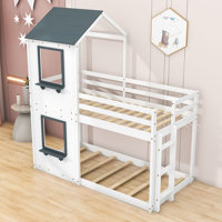 Twin Over Twin Bunk Bed Wood Bed With Roof by Harper Orchard