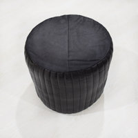 Solid Handmade Goat Leather Pouf (Recycled Cotton Fill) by Foundry Select