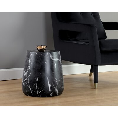 ARIES SIDE TABLE - MARBLE LOOK - BLACK by Orren Ellis