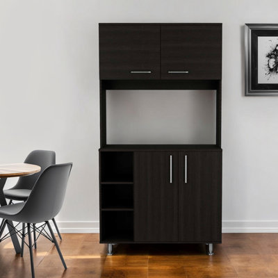 71" Black Wood Pantry Or Storage Closet by Latitude Run