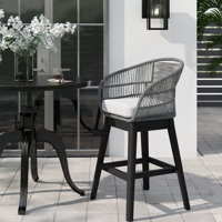Arra Indoor or Outdoor Counter or Bar Height Bar Stool in Eucalyptus Wood with Rope by Lark Manor