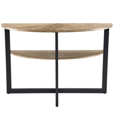 Aristica Half Moon Console Table With Storage, 2-Tier Sofa Table, Solid Wood Entry Table, Semi-Circle Table With Metal Frame by Foundry Select
