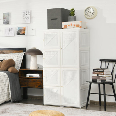 Rebrilliant Portable Clothes Foldable Armoire Wardrobe W/ 8 Cubby Storage by Rebrilliant