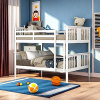 Full Over Full Bunk Bed With Ladder For Bedroom, Guest Room Furniture by Harriet Bee