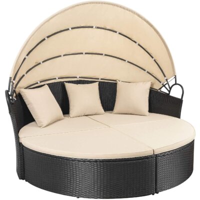 66" Wicker Outdoor Patio Daybed with Cushions by Latitude Run
