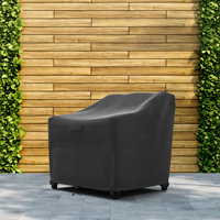 Premium Patio Chair Wide Cover - Breathable, Heavy-Duty Cover with Water-Resistant PVC liner, Adjustable Elastic Hem, Click-Close Straps, and Air Vent by Freeport Park