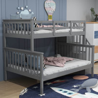 Dejahn Twin Over Full Wood Bunk Bed With Storage And Guard Rail by Harriet Bee