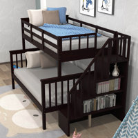Dejahn Twin Over Full Wood Bunk Bed With Storage And Guard Rail by Harriet Bee