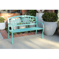 Sherice Spring Leaves Steel Garden Bench by Red Barrel Studio