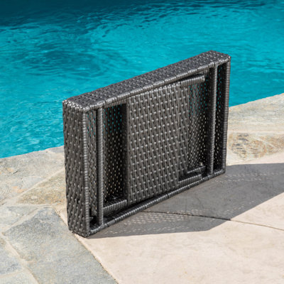 Billur Folding Wicker Side Table by Wade Logan