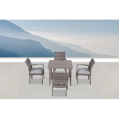 Alezandro Square 4 - Person Aluminum Dining Set by Wade Logan