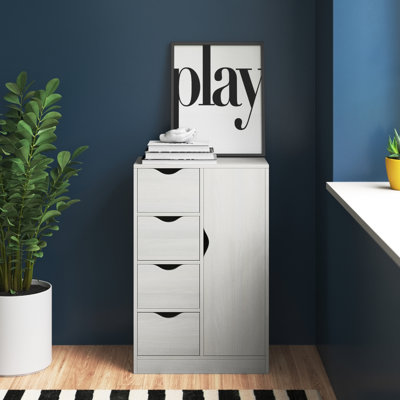 Shealene Modern Storage Cabinet, Freestanding Organizer With 4 Drawers And Cabinet For Living Room Or Bedroom by Ebern Designs