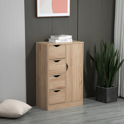 Shealene Modern Storage Cabinet, Freestanding Organizer With 4 Drawers And Cabinet For Living Room Or Bedroom by Ebern Designs