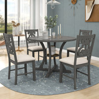 Checkers 4 - Person Dining Set,Round Table Top,dining table set,dining room set by One Allium Way