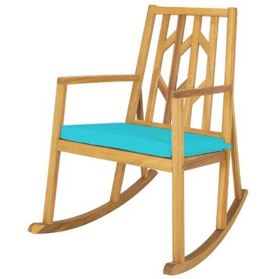 Outdoor Rocking Solid Wood Chair with Cushions by Latitude Run