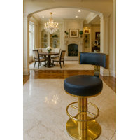 Ethelsville Upholstered Bar Stool with Metal Frame by Everly Quinn
