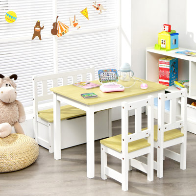 Deundrea Kids 4 Piece Rectangular Play / Activity Table and Chair Set and Bench by Harriet Bee