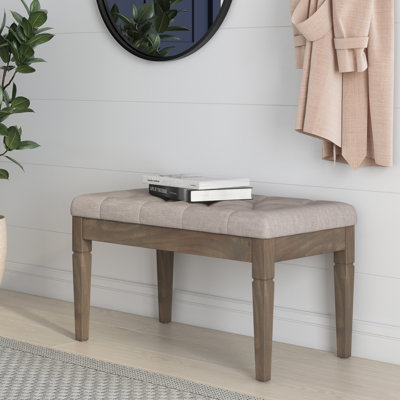 28"W Small Transitional Tufted Ottoman Bench with Carved Legs by Simpli Home