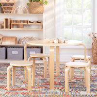 Nordic Toddler and Kids 5 Piece Round Table and Stool Set by Guidecraft