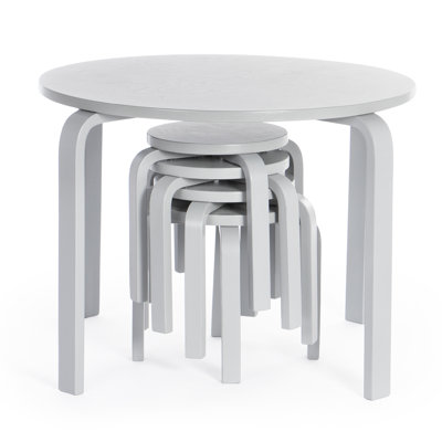 Nordic Toddler and Kids 5 Piece Round Table and Stool Set by Guidecraft