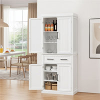 Annalynne 72.5″ H Kitchen Pantry Cabinet with Doors, a Drawer and Adjustable Shelves