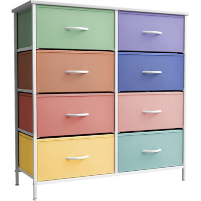 Sorbus 6 Drawers Dresser with Steel Frame, Wood Top, Fabric Bins in Rainbow Pastel by Sorbus