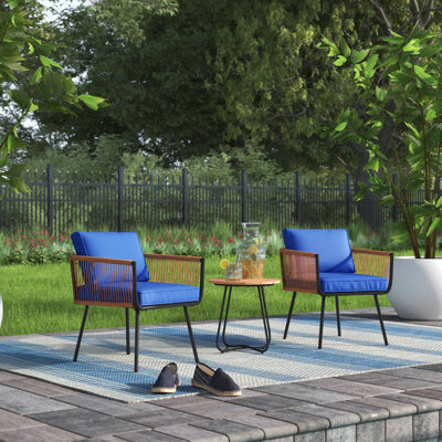 Alibek Round 2 - Person 19.5" Bistro Set with Cushions by Wade Logan